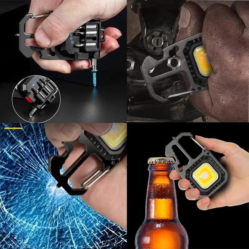 Portable Flashlight Keychain Light Mini Flashlight Multifunction Bottle Opener with 7 Modes Mini Pocket for Walking Camping