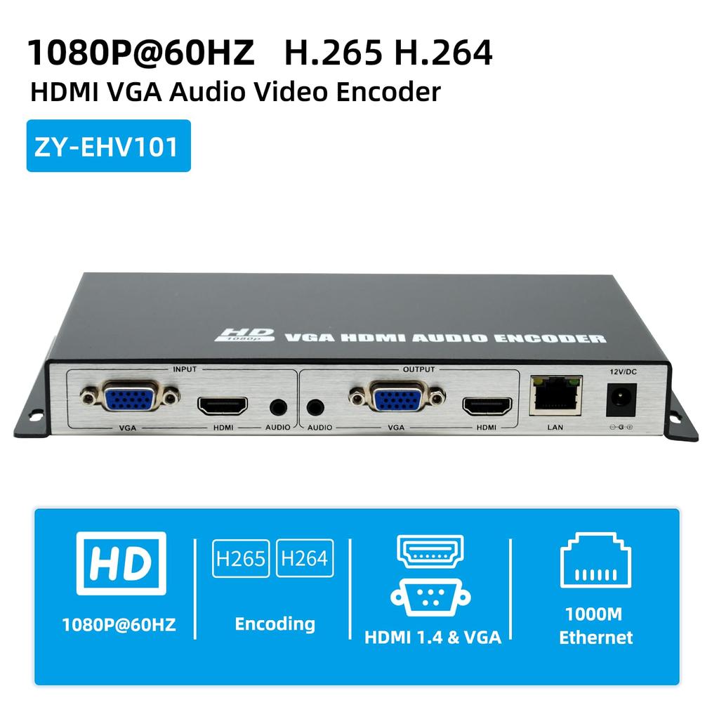 ORIVISION HDMI VGA Video HD Video and Audio Encoder with HDMI VGA HTTP RTSP Multicast and SRT H.265 H.264 1080P@60 Encoder, Encoder, Multi-Channel