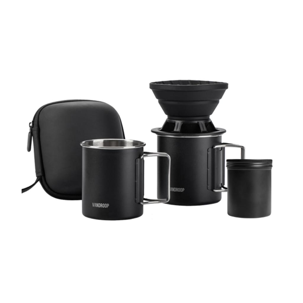 Vandroop Camping Coffee Set, Outdoor Manual Coffee Dripper, Compact Foldable Silica Coffee Filters, Travel, Business Trips, Camping, Mountain