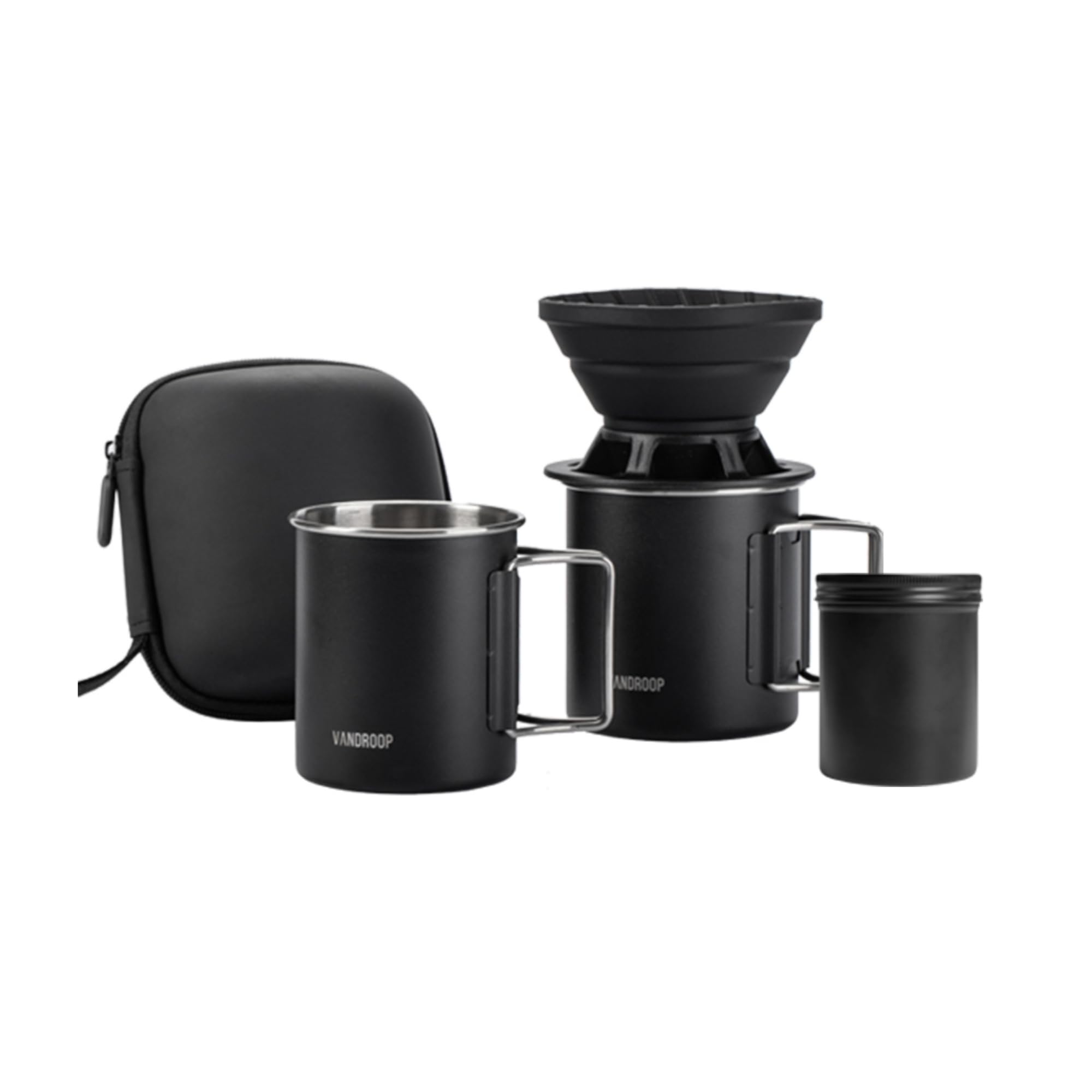 

Vandroop Camping Coffee Outdoor Manual Coffee Compact Foldable Silica Coffee Business Mountain with Storage Portable V60 Storage Jar Set, Dripper, чёрный