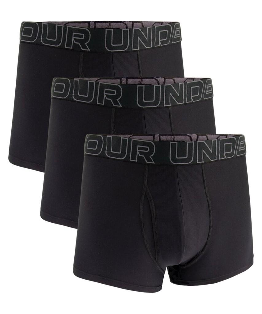 UA Performance Tech 3 Inch Underwear of Black Black Castlerock XL [Under Armor] (Set 3)