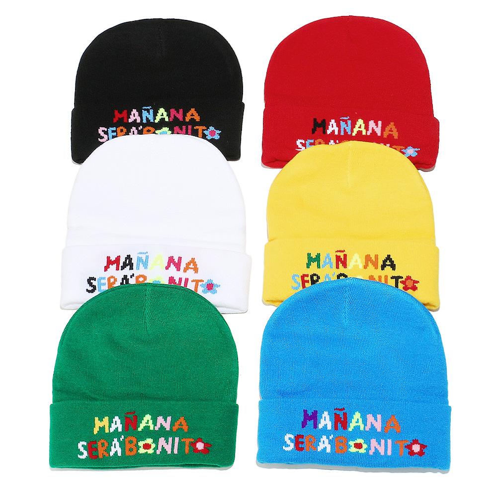 European and American winter Manana colorful letter knitted hat European and American wool hat men and women cold hat women