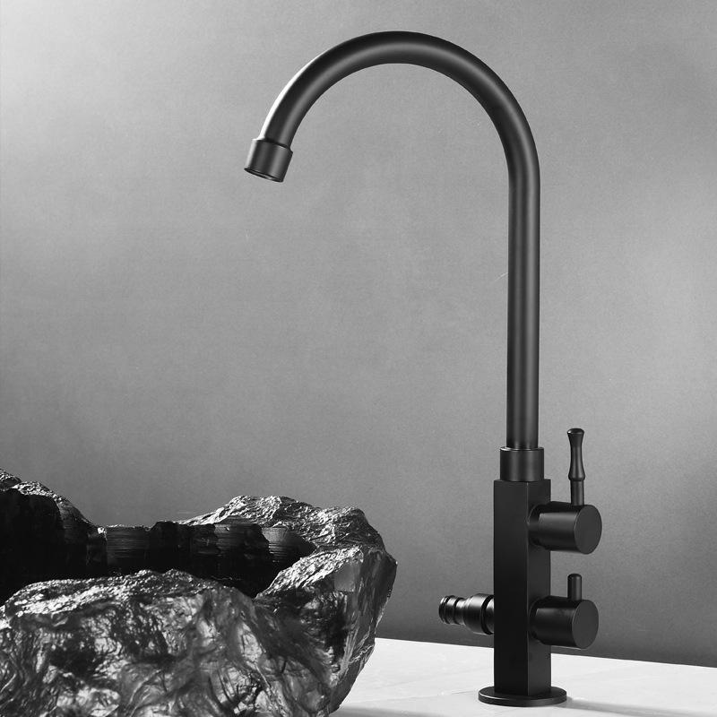 Antique single cold water Kitchen faucet European outdoor mop pool balcony faucet outdoor pool garden Black faucet
