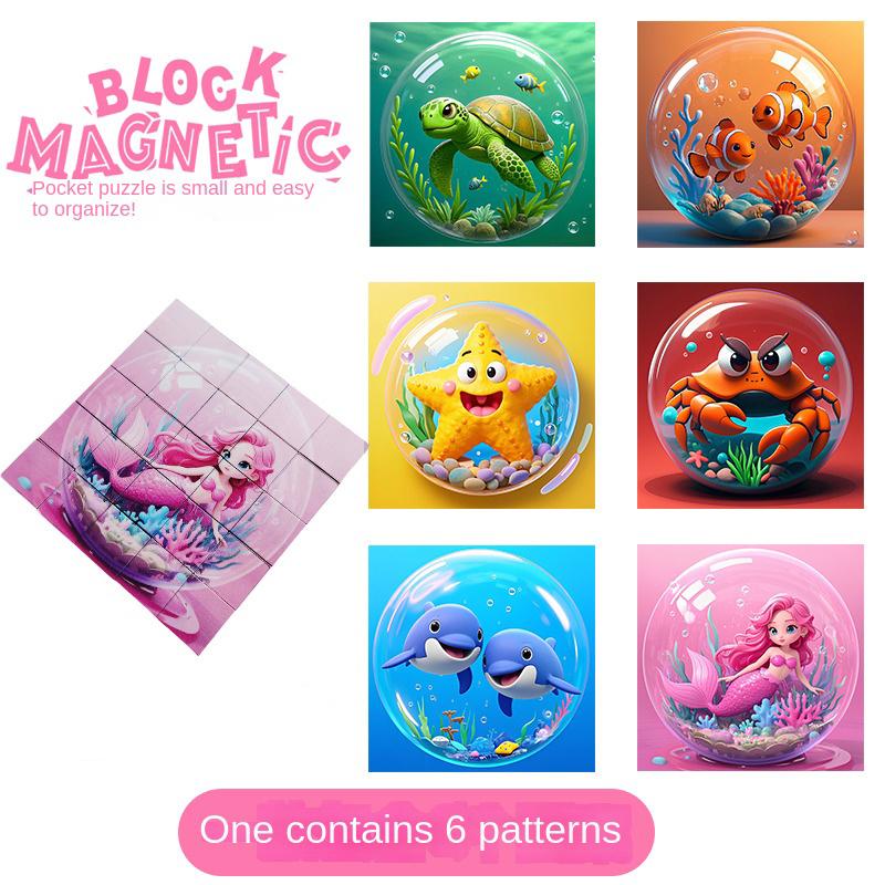 Non-Toxic 3D Magnetic Puzzle Blocks For Kids - Cartoon Dinosaurs Cars Animals Diy Magnetic Building Blocks Toys For Children Adult Toy