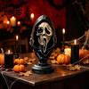 Skull Texture Bust Halloween Ghost Face Skeleton Statue, Spooky Resin Figurine, Horror Themed Bar Decor Collectible Tabletop Decoration