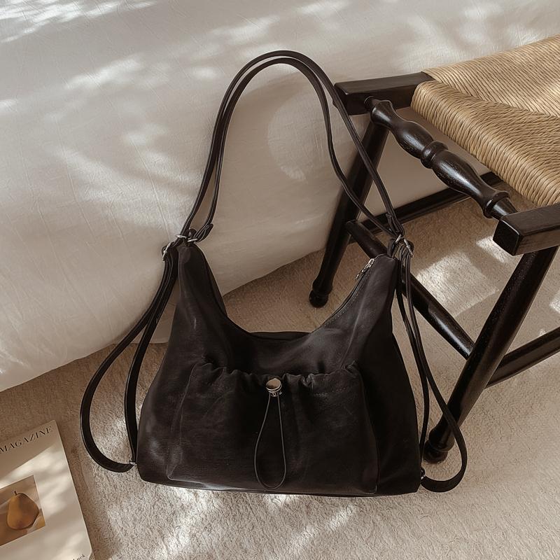 Korean Style Women's Shoulder Bag Autumn Winter Textured Suede Handbags Retro Casual Large Capacity Student Backpack