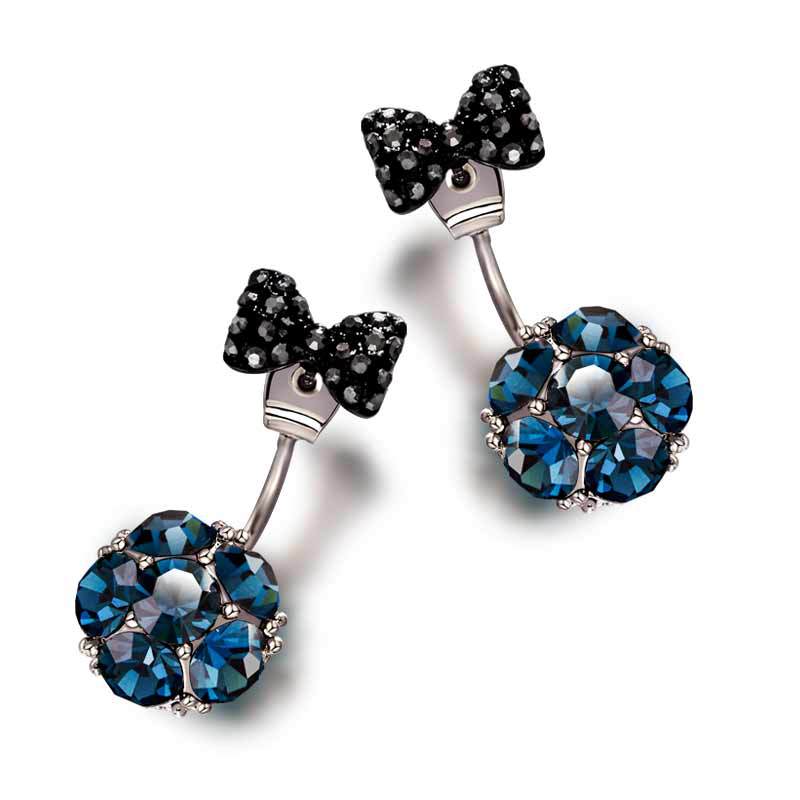 Suijue Jewelry Серьги из стерлингового серебра 925 пробы с бантиком Универсальные Серьги Женские Простые Личность Характер Хипстерские Серьги павлин голубой