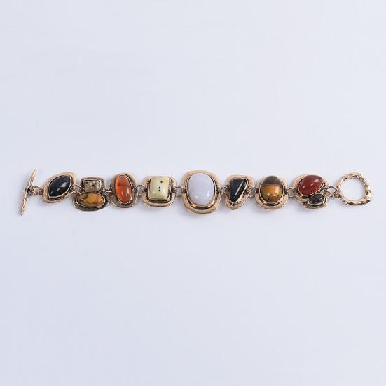 Închizătoare cu cârlig ușor, lanț de zale, brățară retro, piatră neregulată exagerată, brățară pentru femei, decor manual