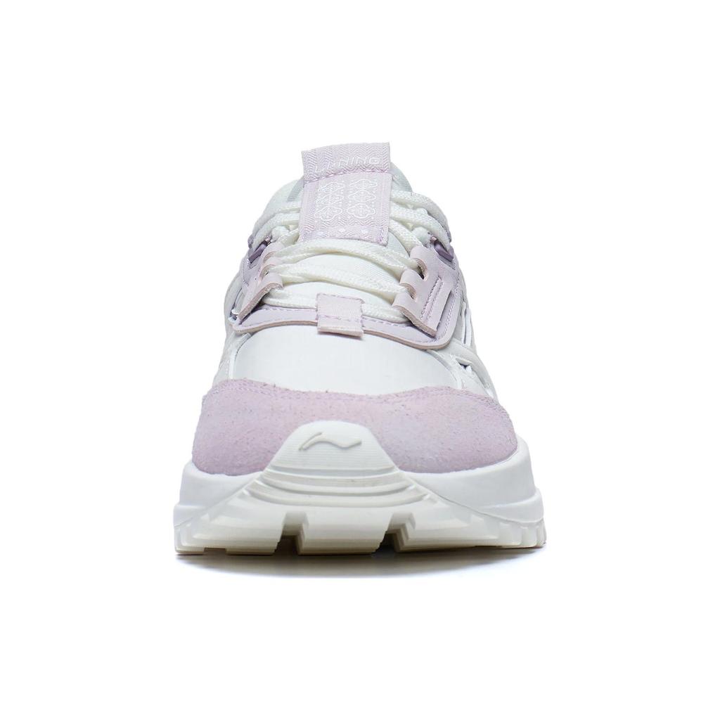 Li Ning Cheng Feng 2.0 Fabric Synthetic Leather Non-Slip Wear-Resistant Low-Top Sports Casual Shoes Women Sneakers White Gray Purple AGCT156-3