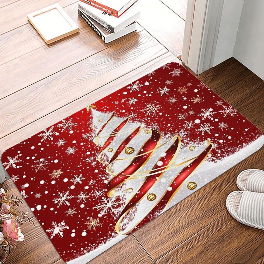 

Doormat Front Door Welcome MatChristmas Tree Shining Santa Tree Non Slip Carpet Entryway Indoor Floor Mat 40x60CM