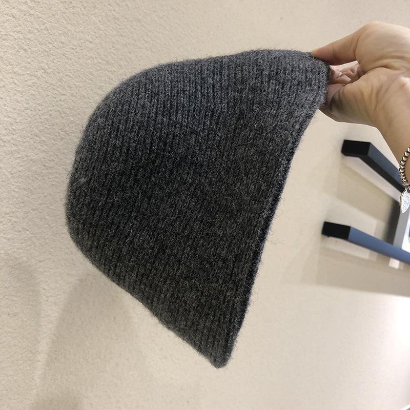 Women's Korean Knit Bucket Hat - Thick Thermal, Solid Color, Japanese - Inspired Flattering Style for Daily Wear