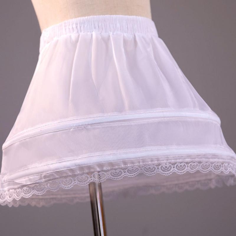 Girls' 2 Hoops Petticoat Half Slips Flower Girls Crinoline 11.8 Inch Short Skirts Lace Hem for Ball Gowns 1-9 Year Old
