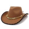 European and American style contrasting colors warped edge western cowboy hat big eaves thickened jazz hat popular top hat woolen hat