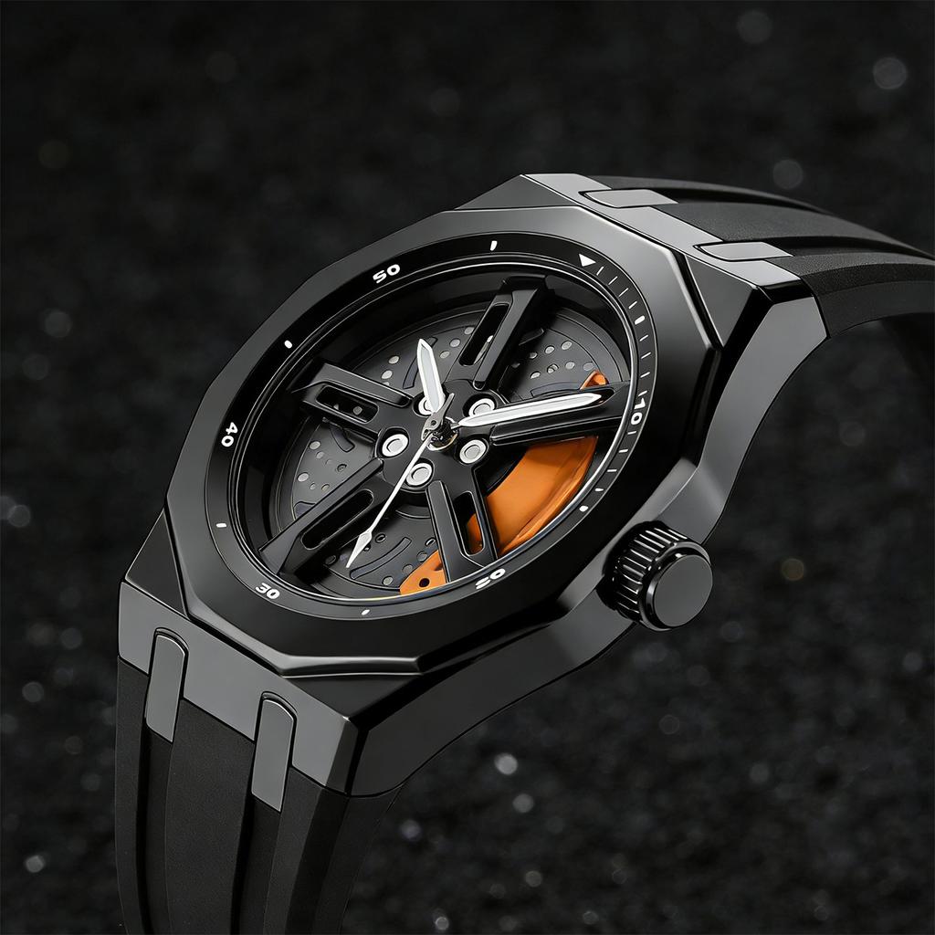 Watch wheel hub turns quartz watch trendy fashion waterproof men's watch can be