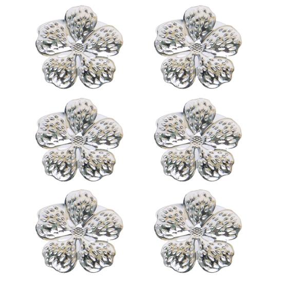 6 Pcs Flower Napkin Rings Metal Napkin Holders Silver Golden Flower Napkin Rings with Textured Petals for Dinner Table Wedding Party