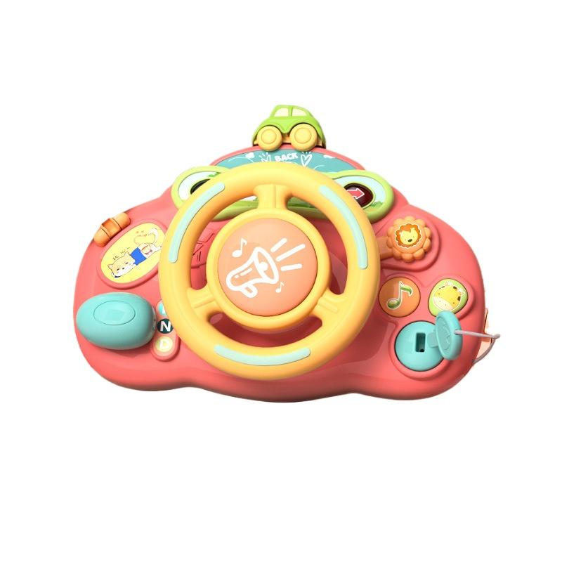 Baby Electric Simulate Driving Car Copilot Steering Wheel Early Educational Stroller Driving Musical Toys for 0-36months Toddler
