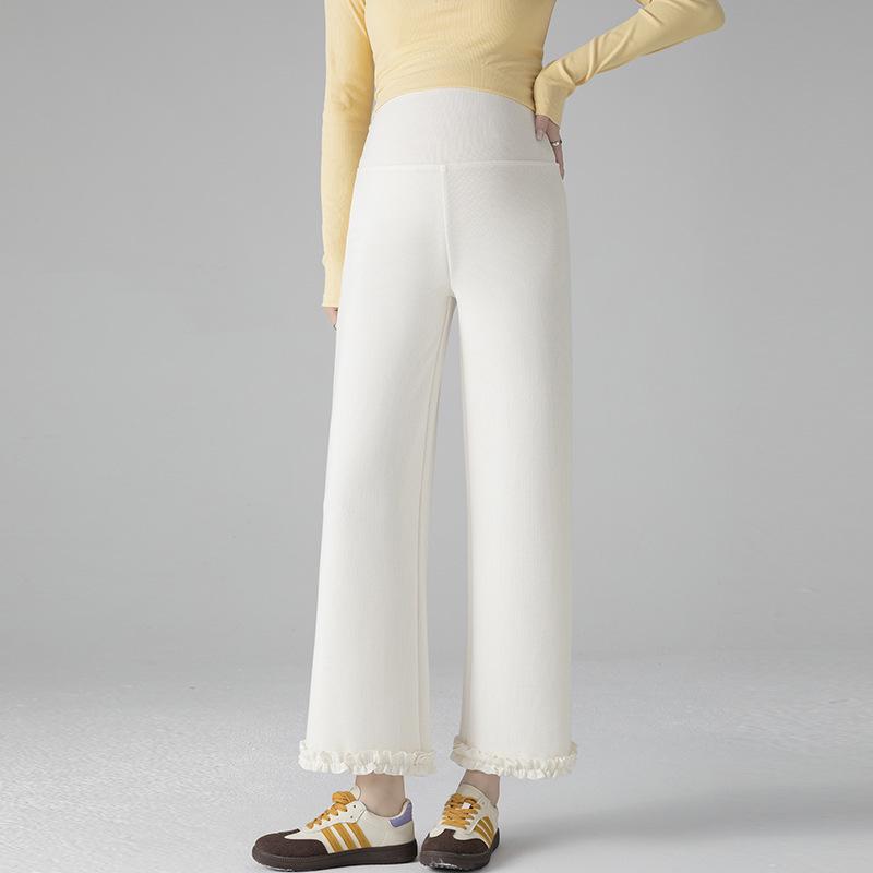 2026 Women s Maternity Lace Wide-Leg Pants - Spring/Summer Flowy Straight-Leg Design Medium