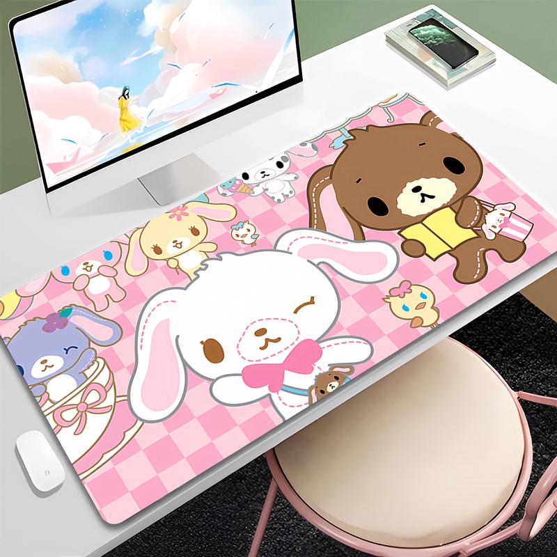Pink Cute Mouse Pad Laptop SSugar Bunnies Nonslip Computer Mouse Mats Gamer Laptop Pad Pc Accessories Kawaii Mousepad Deskpad