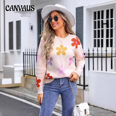 Women's Autumn/winter Flower Plus Size Knit Sweater