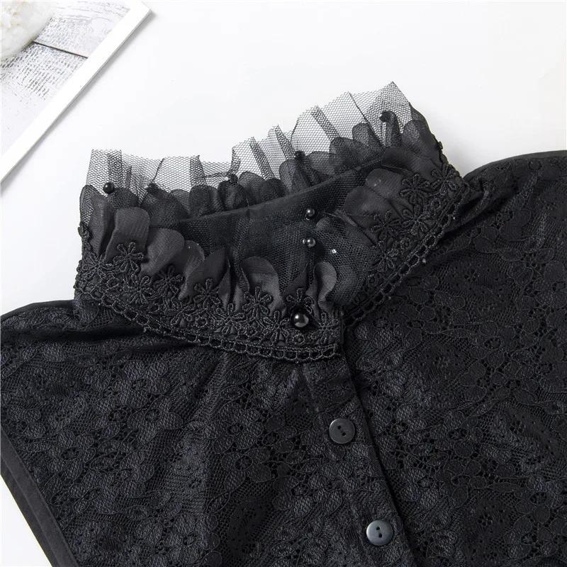 Women Chiffon Shirt Fake Collar Ladies Stand Ruffle Sweater Blouse False Collar Female Cotton Removable Detachable Collars