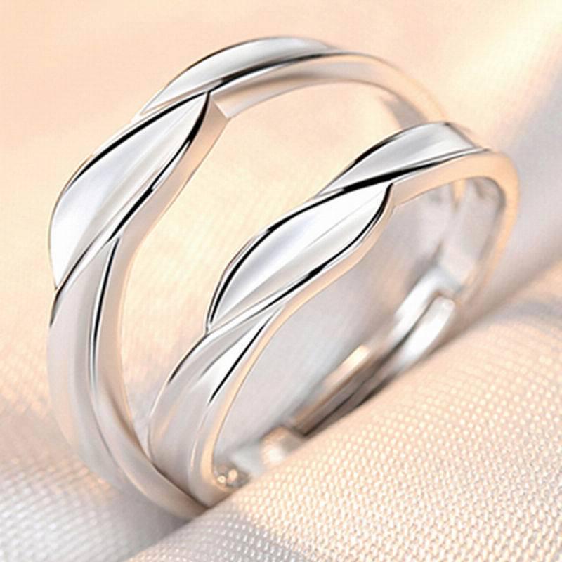 Korean Style Zircon Couple Rings: Elegant, Versatile, Adjustable Crown Design for Men and Women