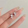 Fashion  Color Cross Star Zircon Stud Earrings For Women Girl Korean Four-Pointed Star Personality Earrings Jewellery