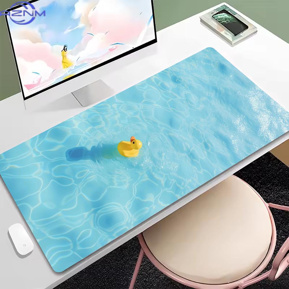 Cute Kawaii Swimming Duck Xxl Mouse Pad Hd Print Large Gaming Keyboard Mat Nonslip Rubber Base With Stitched Edges For Office