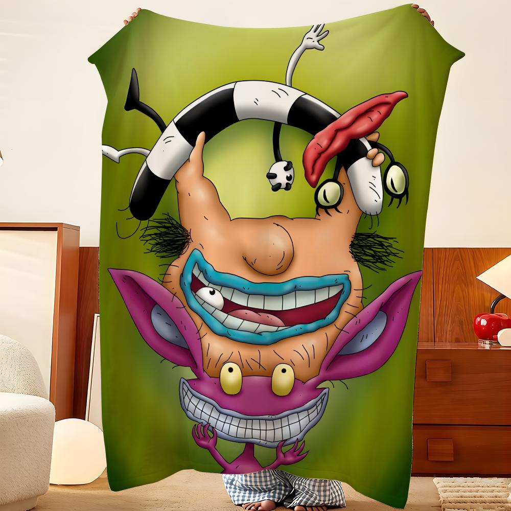 Cartoon A-Aaahh Real M-Monsters Throw Flannel Throw Blanket, Lightweight Cozy, Durable Washable Cute Cool