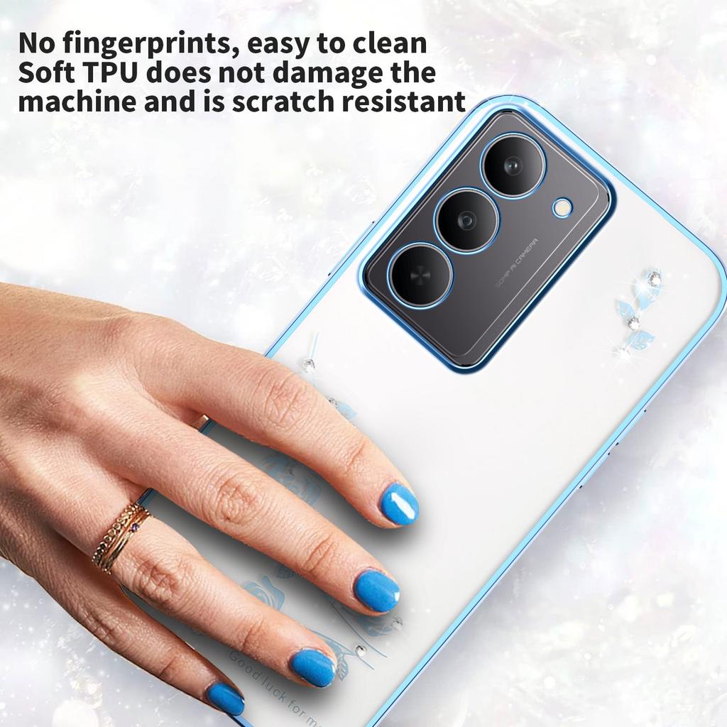 KADEM Für Realme 14x 5G Hülle Blume Strass Dekor Galvanisiertes TPU Handyhülle