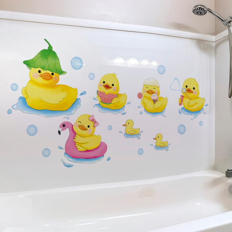 Cartoon Animal Little Yellow Duck Wall Sticker Bathroom Wall Decoration Waterproof and Moisture-proof Sticker Self Adhesive Wall Decals