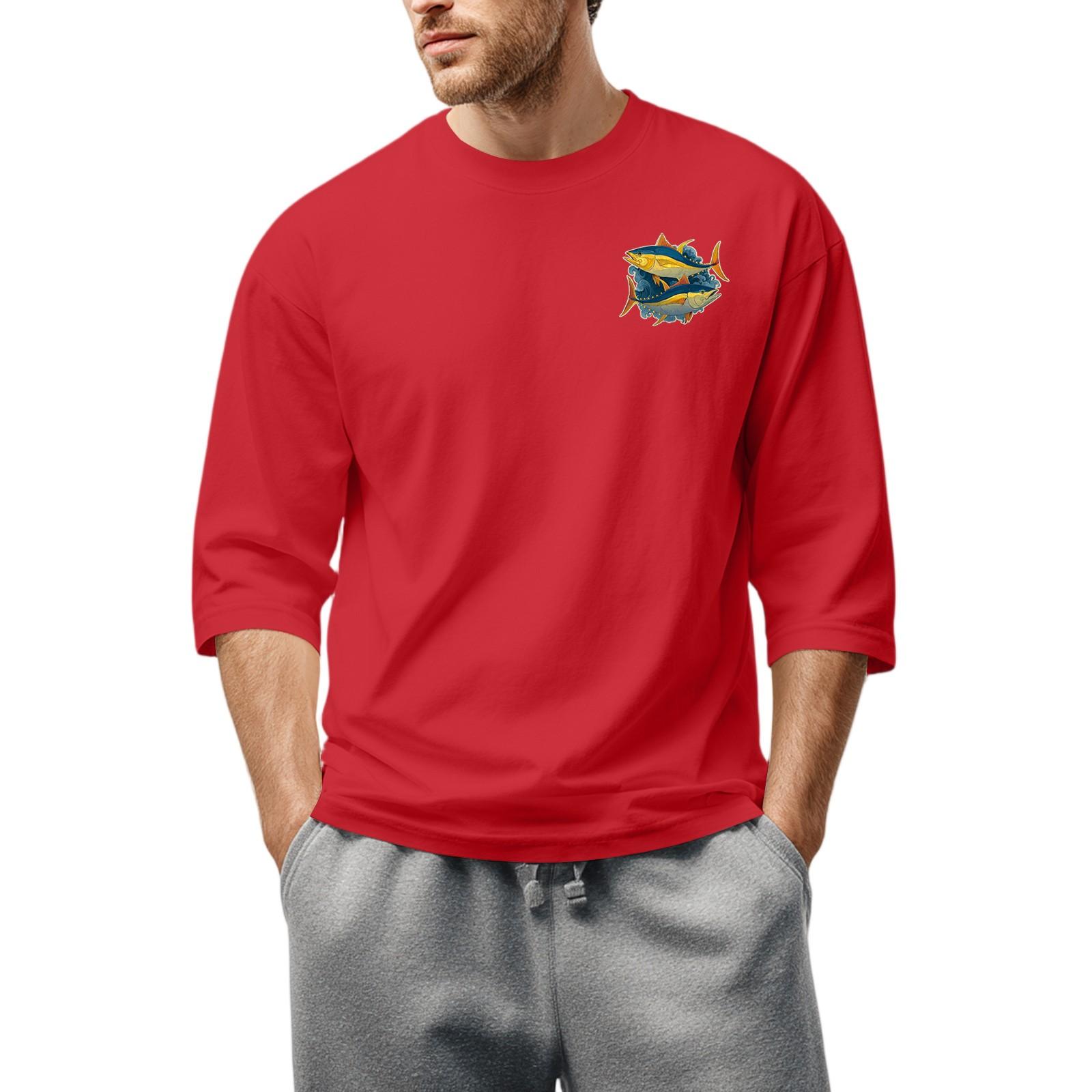 

Мужская повседневная модная футболка с круглым вырезом и рукавом три четверти L красный