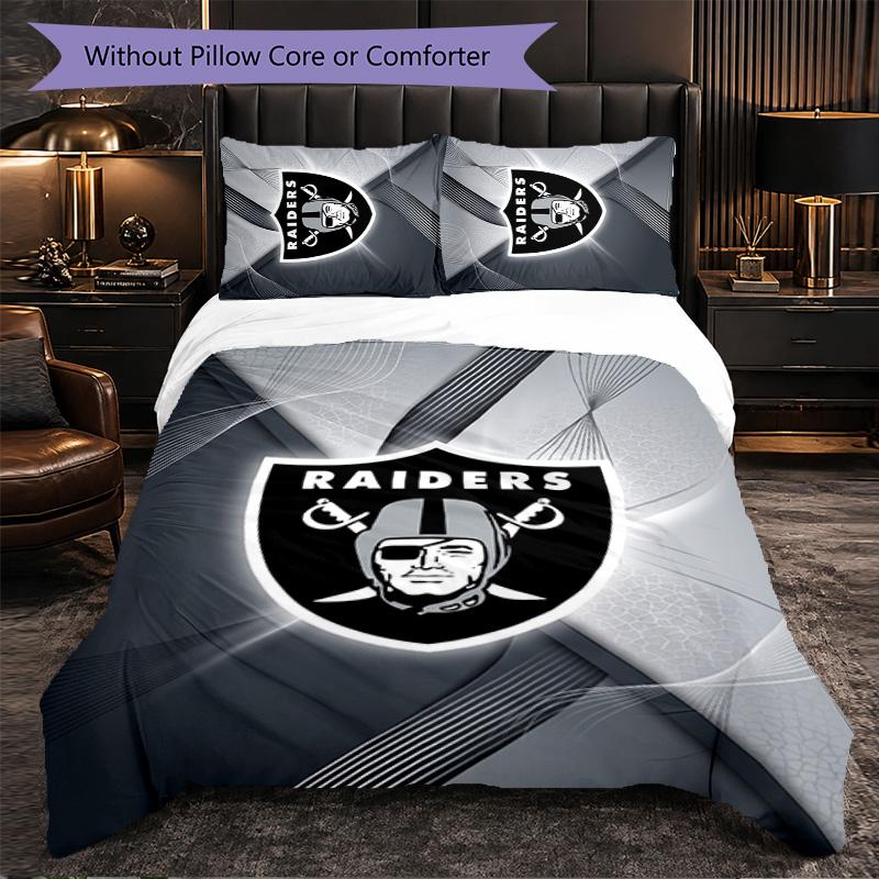 Set Biancheria da Letto 3 Pezzi in Microfibra con Motivo Las Vegas Raiders Decorazione Copripiumino per Camera da Letto Uso Domestico