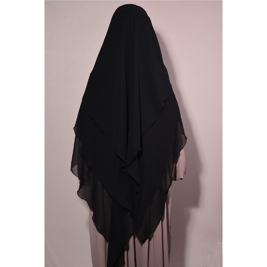 Hijab șifon Souffl gata făcut cu voal negru