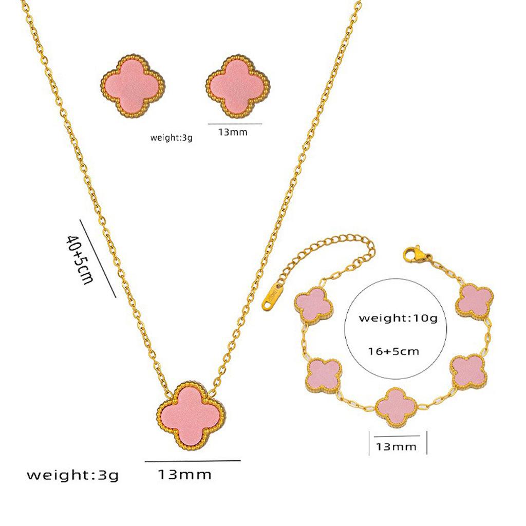 Light Luxury Flower Iris Imitation Red Sapphire Necklace Versatile Fashion Temperament Set for Women