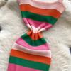 Summer Women Casual Spaghetti Strap Striped Knitted Sheath Sweater Dresses