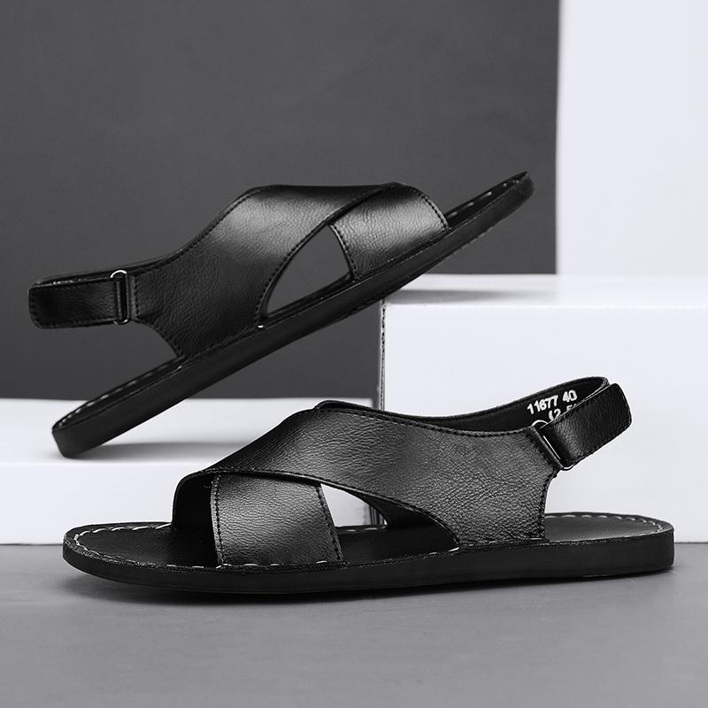 Leather Walking Shoes Men Classic Mens Slip on Sandals All-match Men Casual Shoes Outdoor Vintage Men's Luxury Sandals