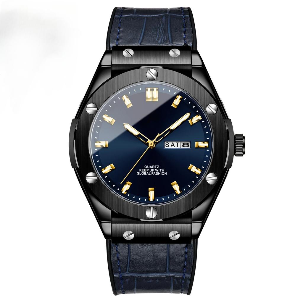 Business Watch Waterproof Luminous Date Calendar Function Men's Stainless Steel Quartz Wristatch