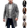 Trench Coat Men Wool Blend Coat Notched Collar Single Breasted Overcoat Business Casual Winter Jacket With Pockets