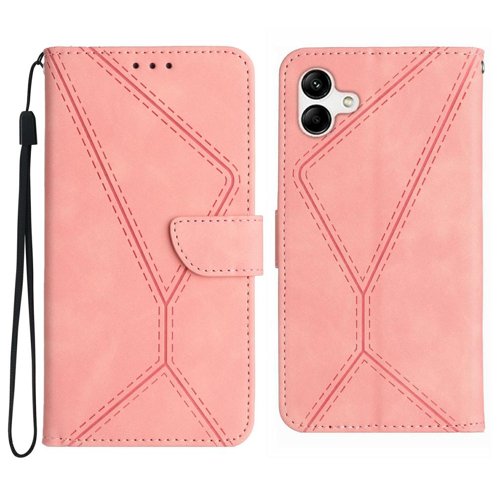 For Samsung Galaxy A06 5G Case Skin Touch Lines Imprinted PU Leather Flip Phone Cover