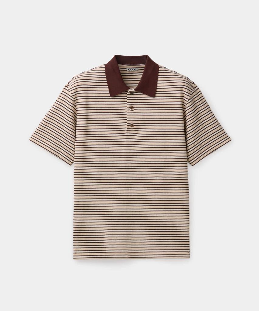 Kueo Multi Pin Stripe Polo Shirt (Brown)