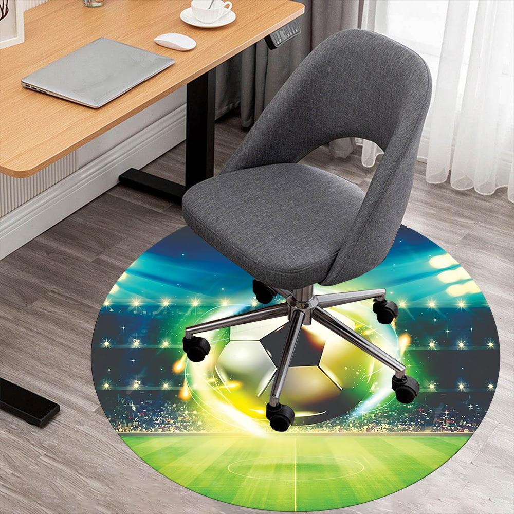 1 Stück Fußball Runder Stuhlunterlage Teppich - Rutschfest, Fußmatte für Büro, Schlafzimmer und Innenbereich Dekoration c1125094