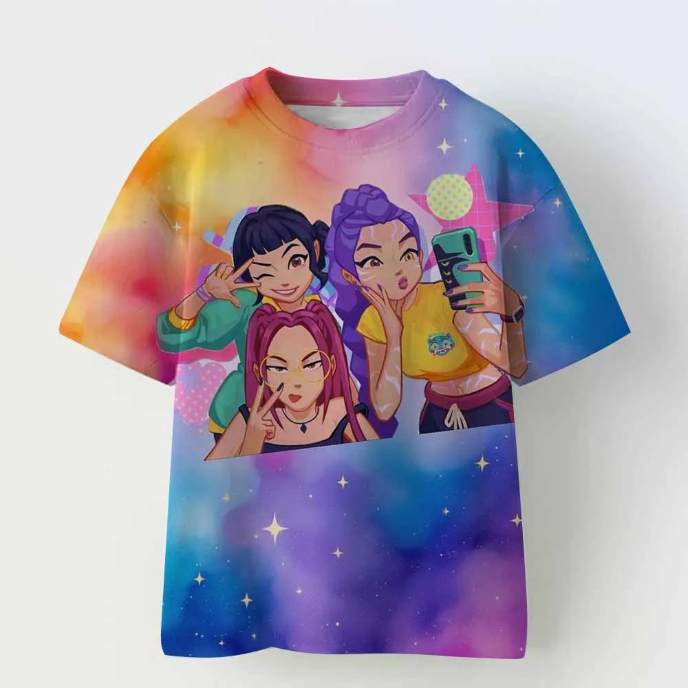 Vestiti da Bambina Kpop Demon Hunters Maglietta Cartone Animato Regalo Divertente per Fan Magliette Harajuku per Bambini Cool Top Estivi