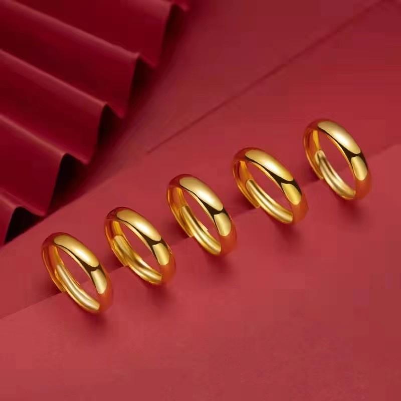 Elegant Unisex Gold Plated Ring For Couples Adjustable Open Band With Geometric Style