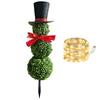 Christmas Snowman Topiary Artificial Snowman Shaped Topiary Tree with Bow And Hat Outdoor Boxwood Topiary with Stake for Home Porch Decor