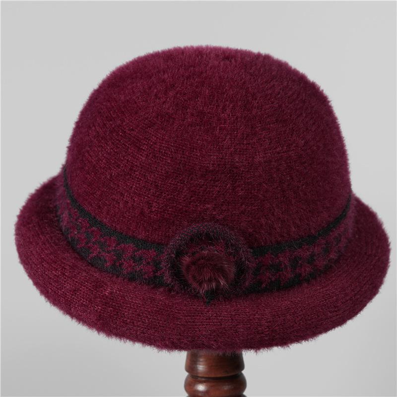 

Осінньо-зимовий капелюх жіночий термальний капелюх-відро плюшевий вовняний капелюх бавовняний капелюх M（56-58cm） бордовий