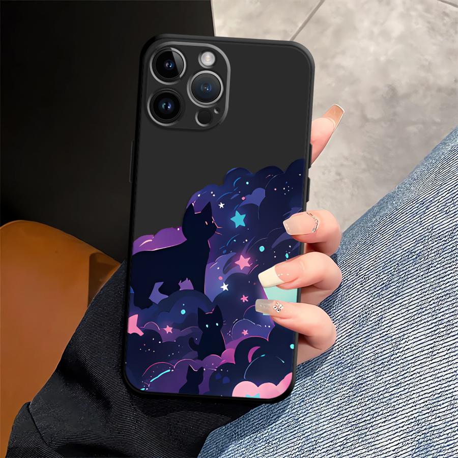 

Black Cat Starry Night Funda Phone Cover Case for Apple iPhone 17 Pro Max Air 14 15 Pro 7 8 XR XS MAX 11 12 13 16 iPhone Air