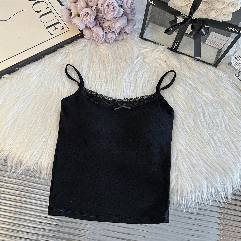 BrandyBM White Pure Desire Heart Embroidery Lace Slim Fit French Camisole