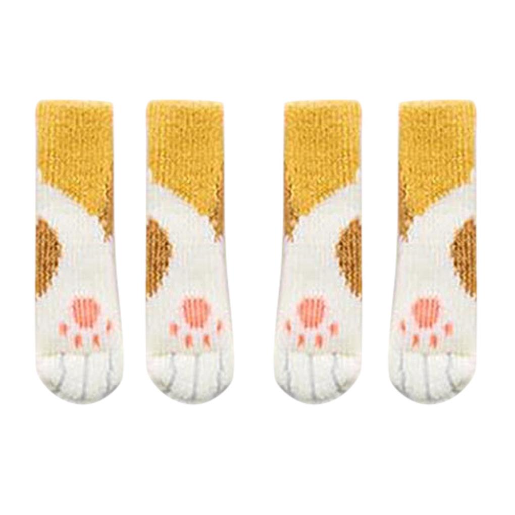 4PCS Shockproof Chair Socks Breathable Lovely Chairs Leg Covers Beautiful Cat Socks Floor Protectors