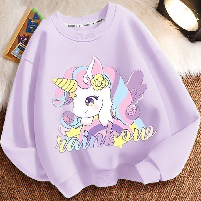 Children's Cartoon Unicorn Hoodie, Long-sleeved Loose Coat for Boys and Girls Spring and Autumn