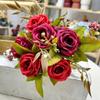 30Cm Long Artificial Flower 6 Pearls Roses Fake Flowers Premium Floral Bouquet Small Roses Silk Flowers